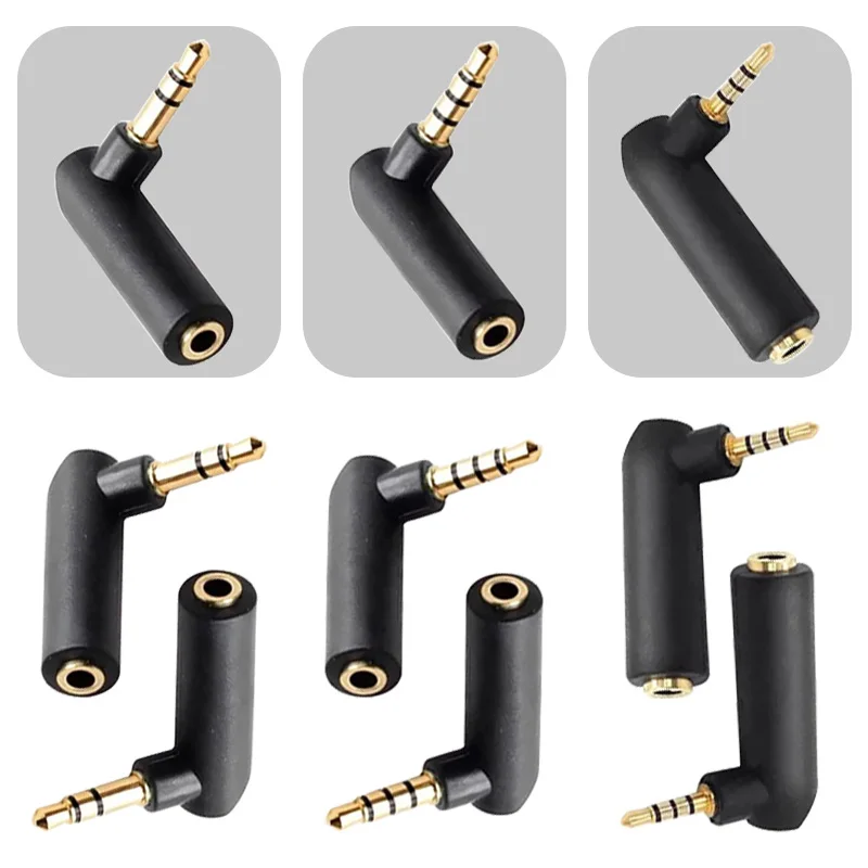 Gold-plated Connector 3.5 Jack Right 90 Degree Male to Female Angle Adapter 3-Pole 4-Pole Stereo L Shape Audio Conversion Plug