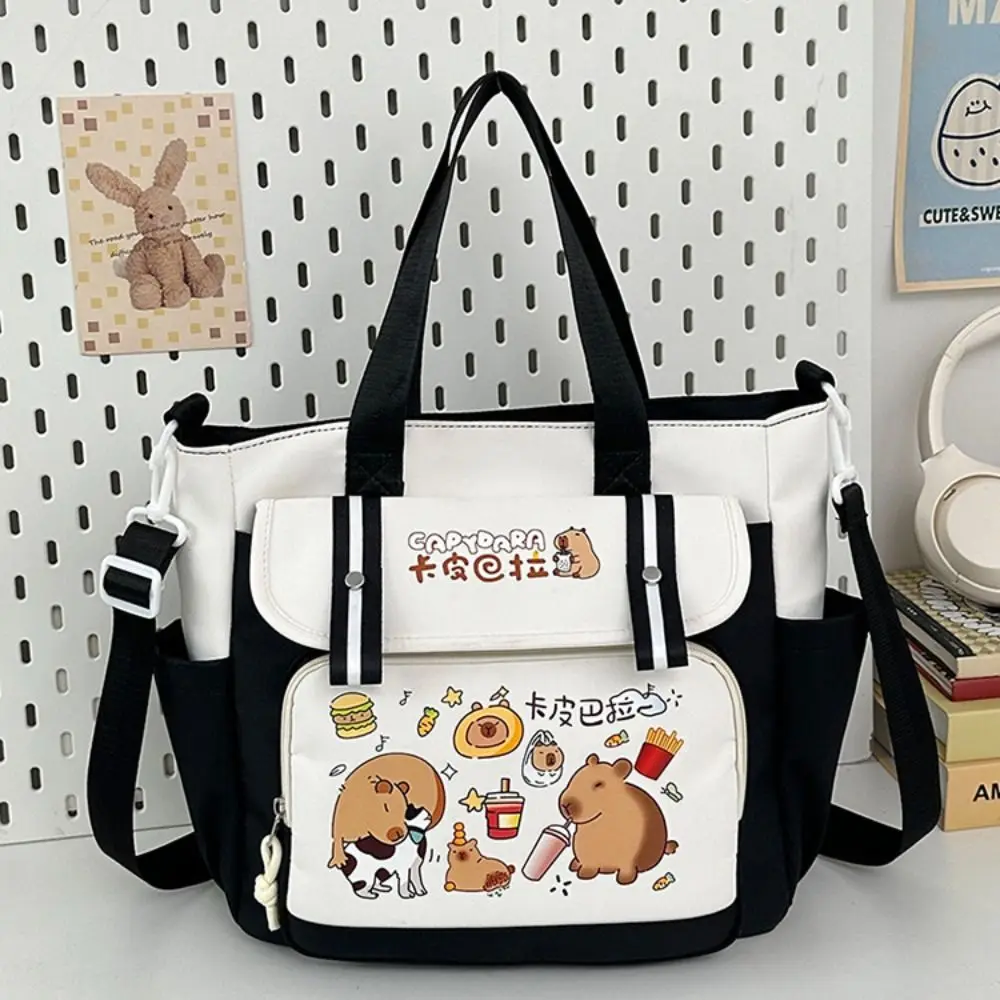 

Fashion Japanese Style Capybara Book Bag Causal Harajuku Canvas Tote Bag Nylon Adjustable Strap Students School Bag Shopping