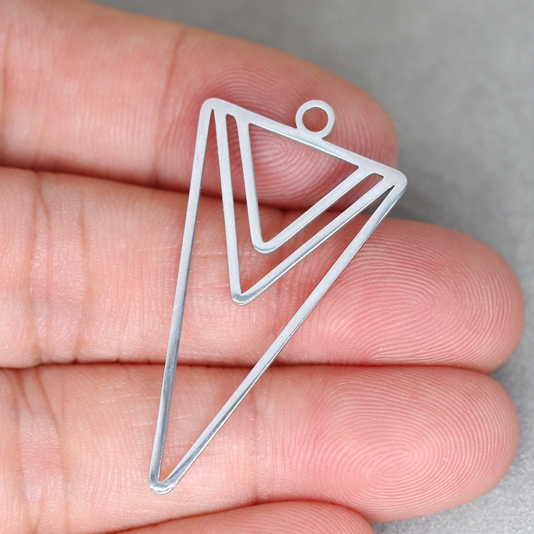 3PCS Stainless Steel Triangle Line Pendant Charms for Jewelry Making DIY Craft Trendy Earrings Necklace Finding Hollow Accessory