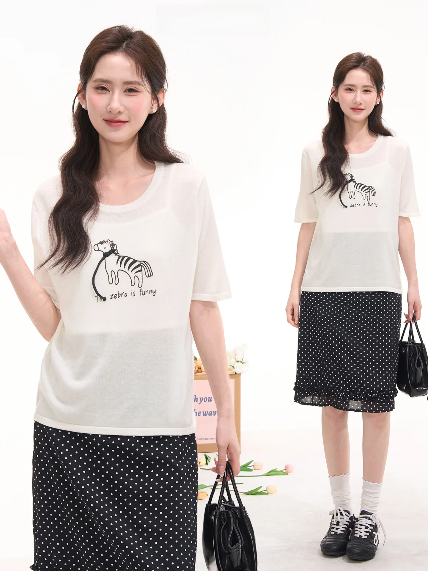 

Женский трикотажный топ Heme 10 из шерстяной смеси с коротким рукавом, простой стиль, летний, универсальный, с мелким узором, повседневный, свободного кроя