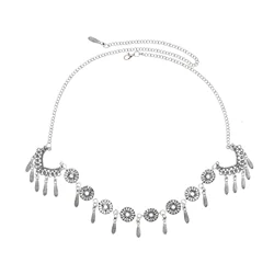 Retro Silvery Alloy Hollow Moon Pendant Forehead Headpiece for Women Boho Ethnic Indian Hippie Party Hair Accessories Jewelry