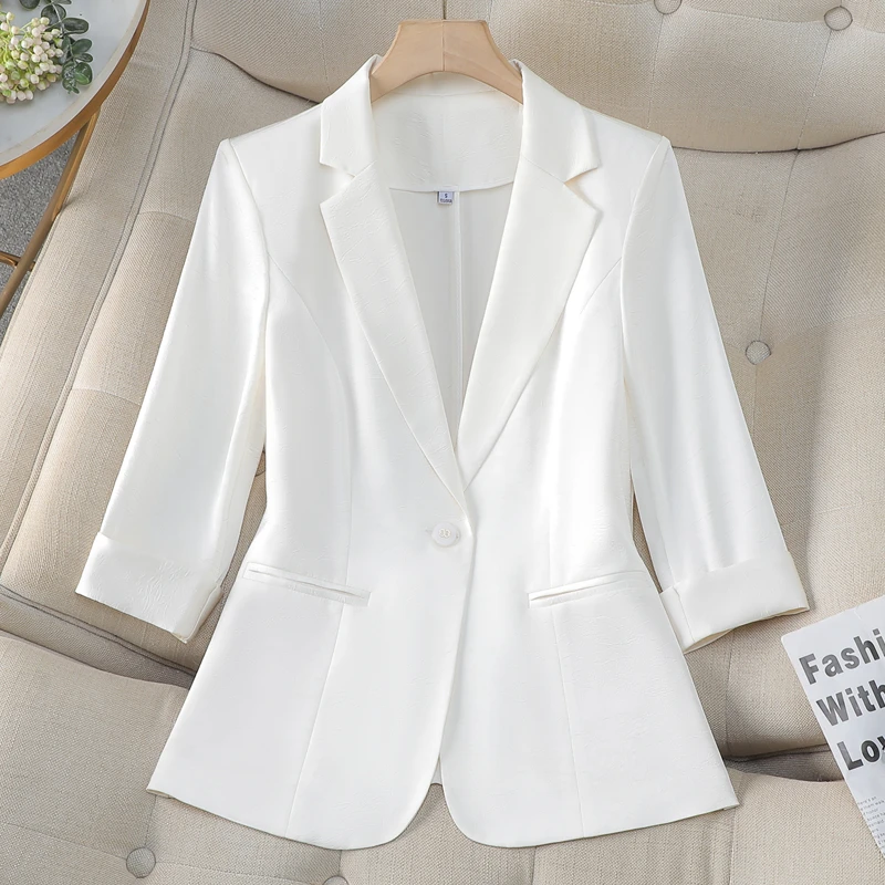 NAVIU vert clair mince costume veste pour femmes printemps été demi manches Style coréen décontracté élégant bureau dames Blazer haut