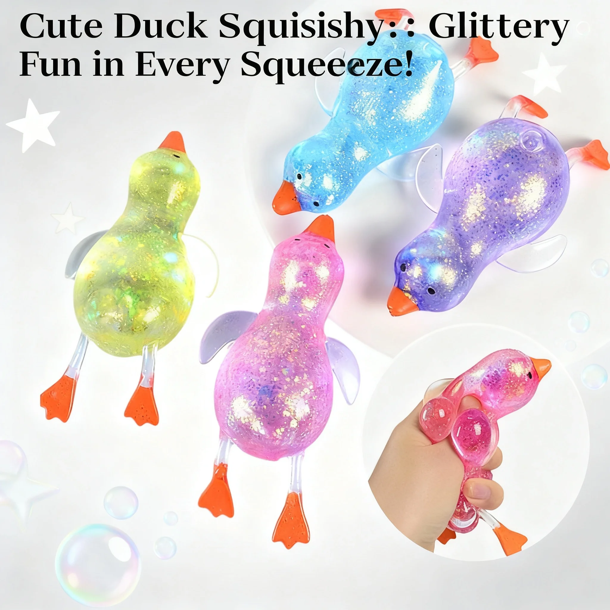 

Colorful Maltose Aurora Duck Stress Relief Squeeze Toy Soft Cute Stretch Animal Decompression Gift for Adults Children