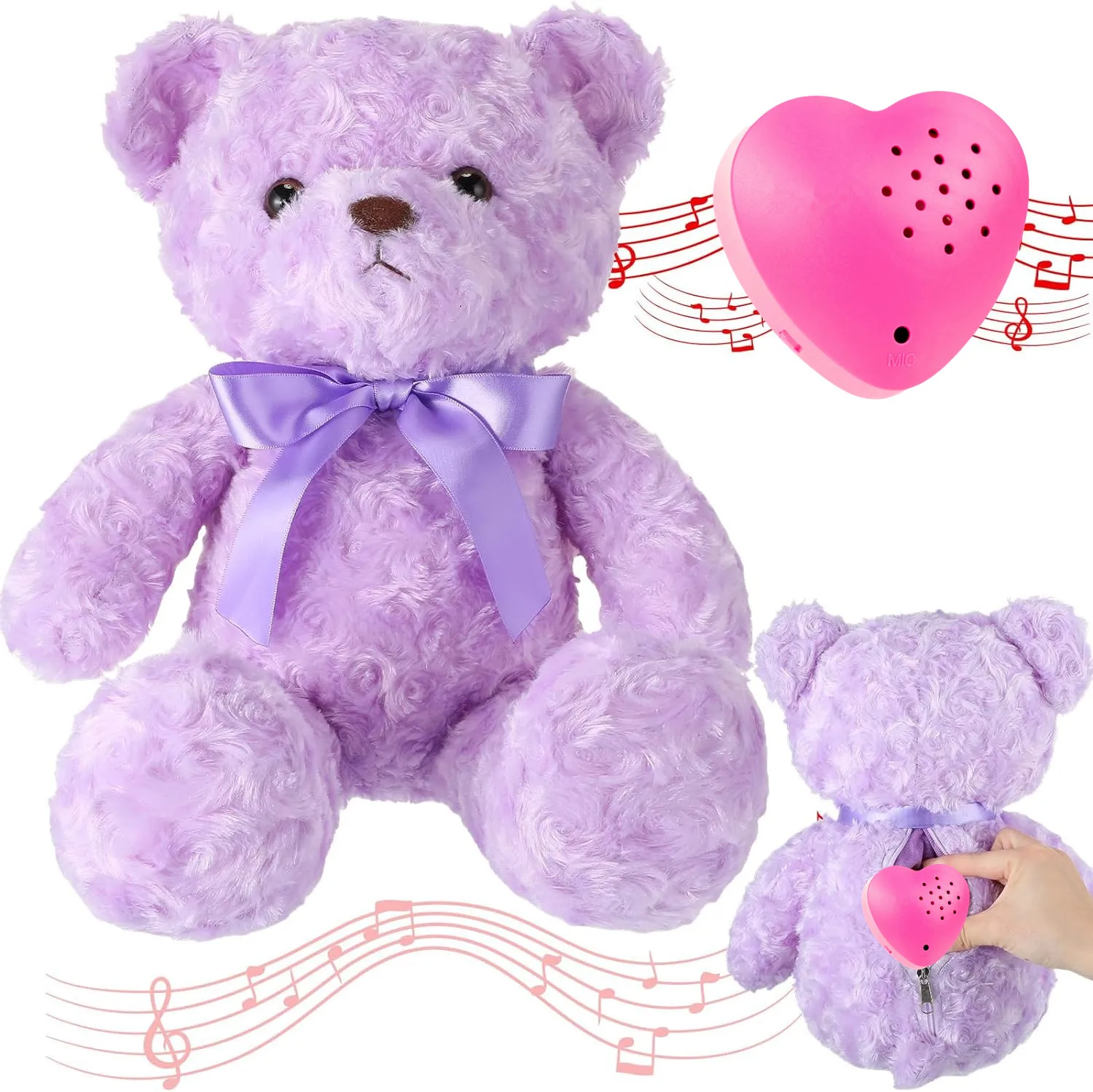 Cartoon Bear Voice Recorder Girl Toy Gift Plush Toy Voice Recording Programmable Sound Button For Stuffed Toys Heart Voice Box