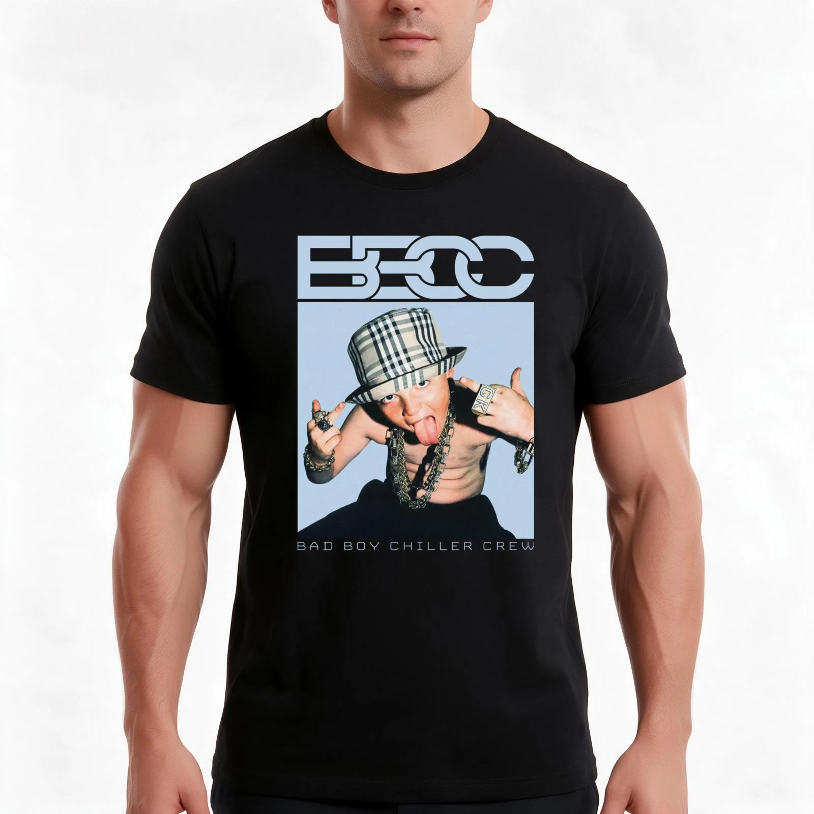 BAD BOY CHILLER CREW T-Shirt, Summer Casual Cotton Tee, Oversized Streetwear Tops, Vintage Graphic Print, Loose Fit Short Sleeve
