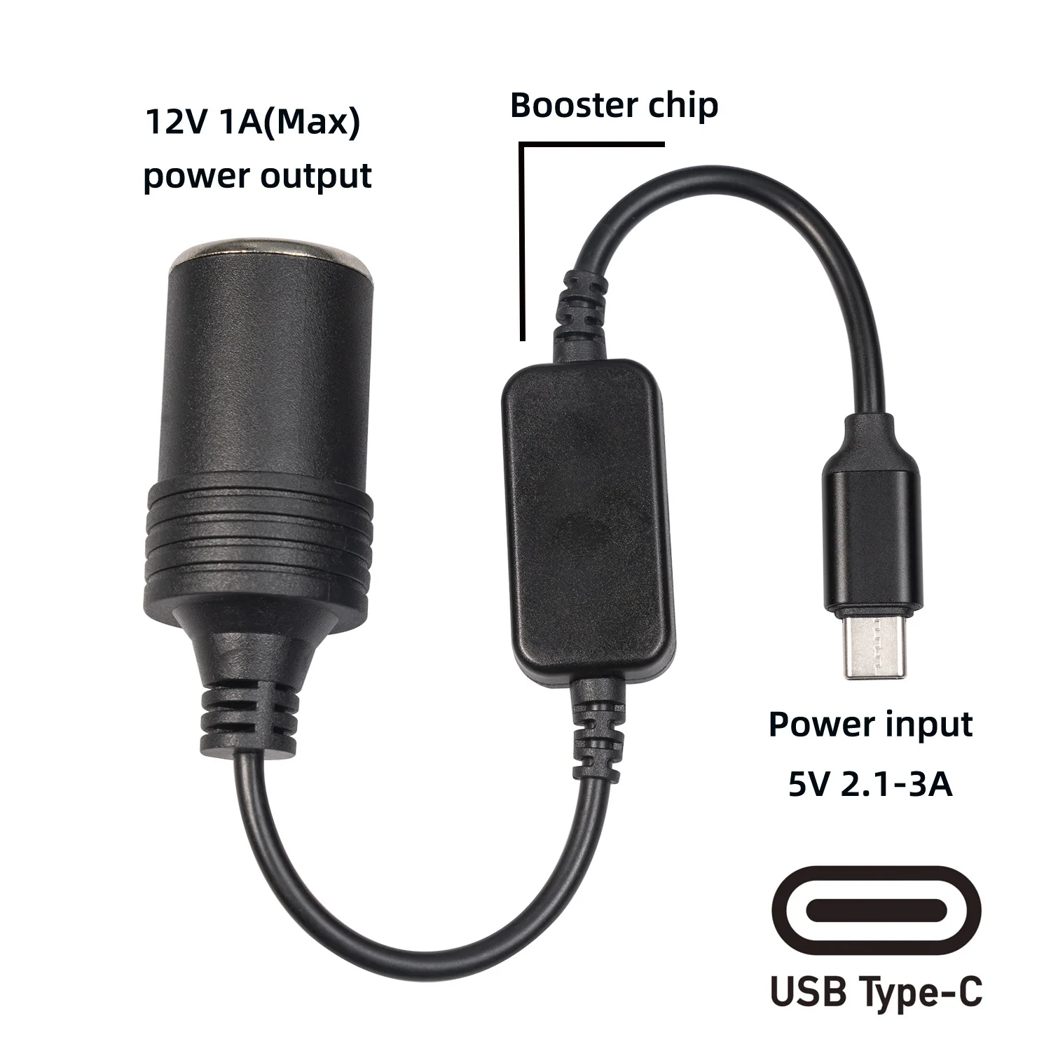 

1Pcs 2Pcs 5Pcs 10Pcs Built-in boost chip 12W power driving recorder TYPE-C to cigarette lighter base 5V to 12V boost line