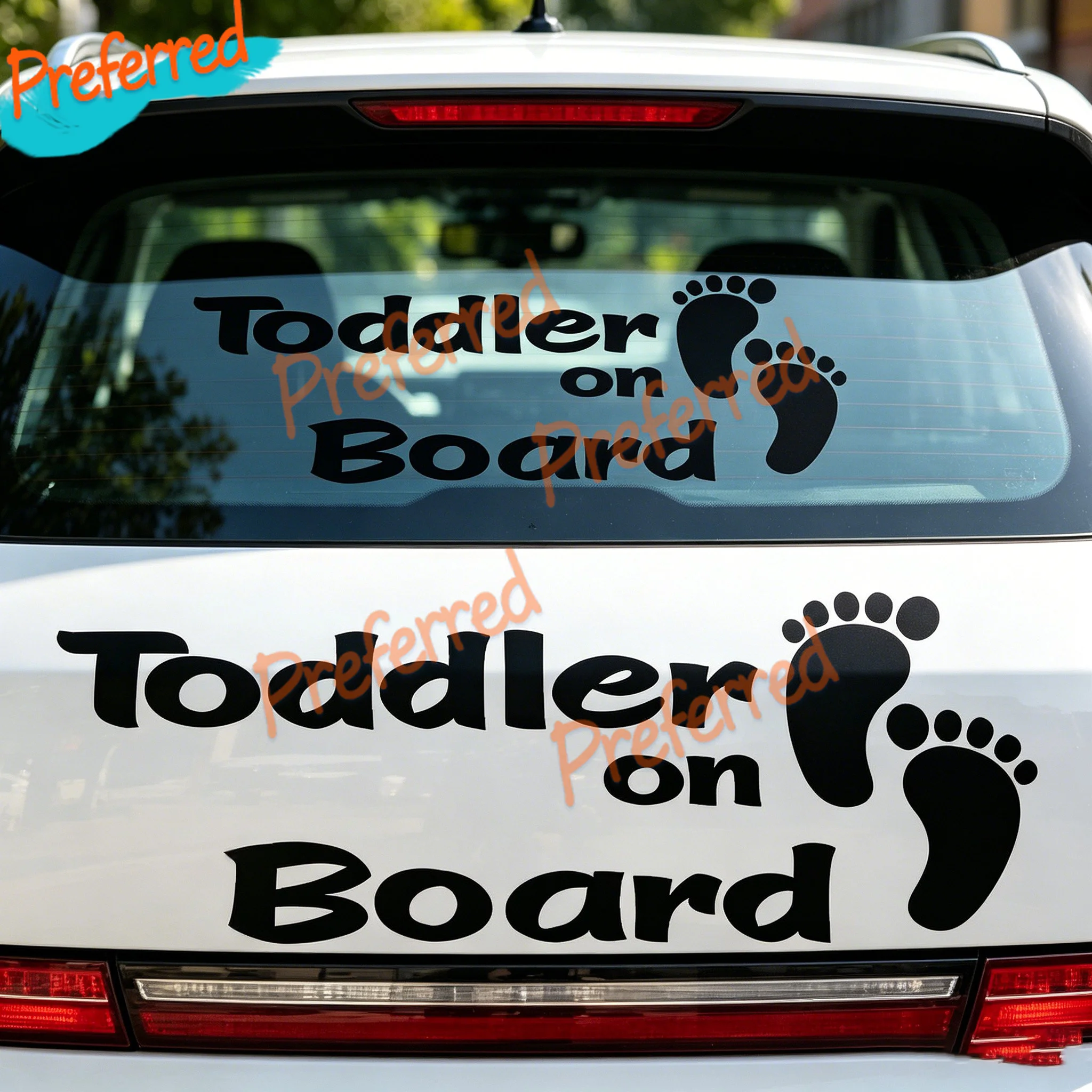 

2x Pegatinas Vinilo JDM Toddler on Board with Foot Prints Car Sticker, Child Warning Cute Baby Customizable in Any Sticker Size