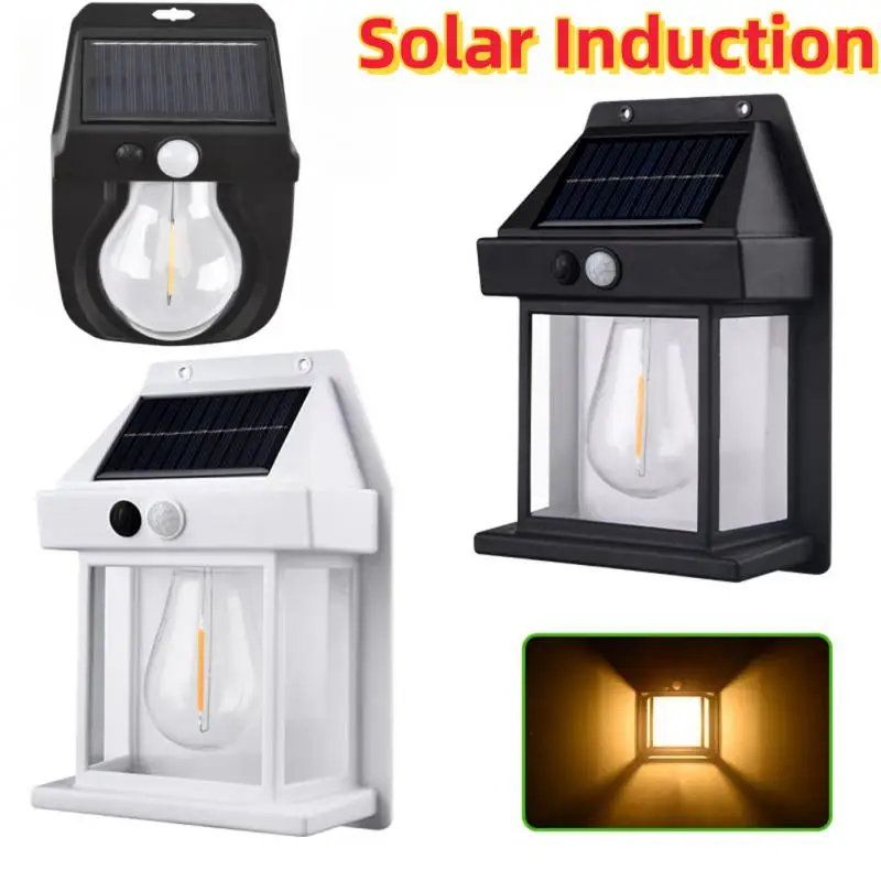 

Solar Tungsten Wall Lamp Outdoor Solar Motion Sensor Light 3 Lighting Modes Waterproof Lantern 3000K Warm White For House Garden