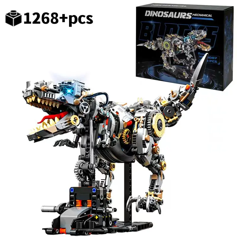 1268-teiliger Technischer Tyrannosaurus Rex Baustein-Bausatz MOC Dynamisches Bionisches Dinosaurier-Modell DIY Montage Konstruktionsbausteine STEM Lernspielzeug Tischdekoration Geburtstagsgeschenke