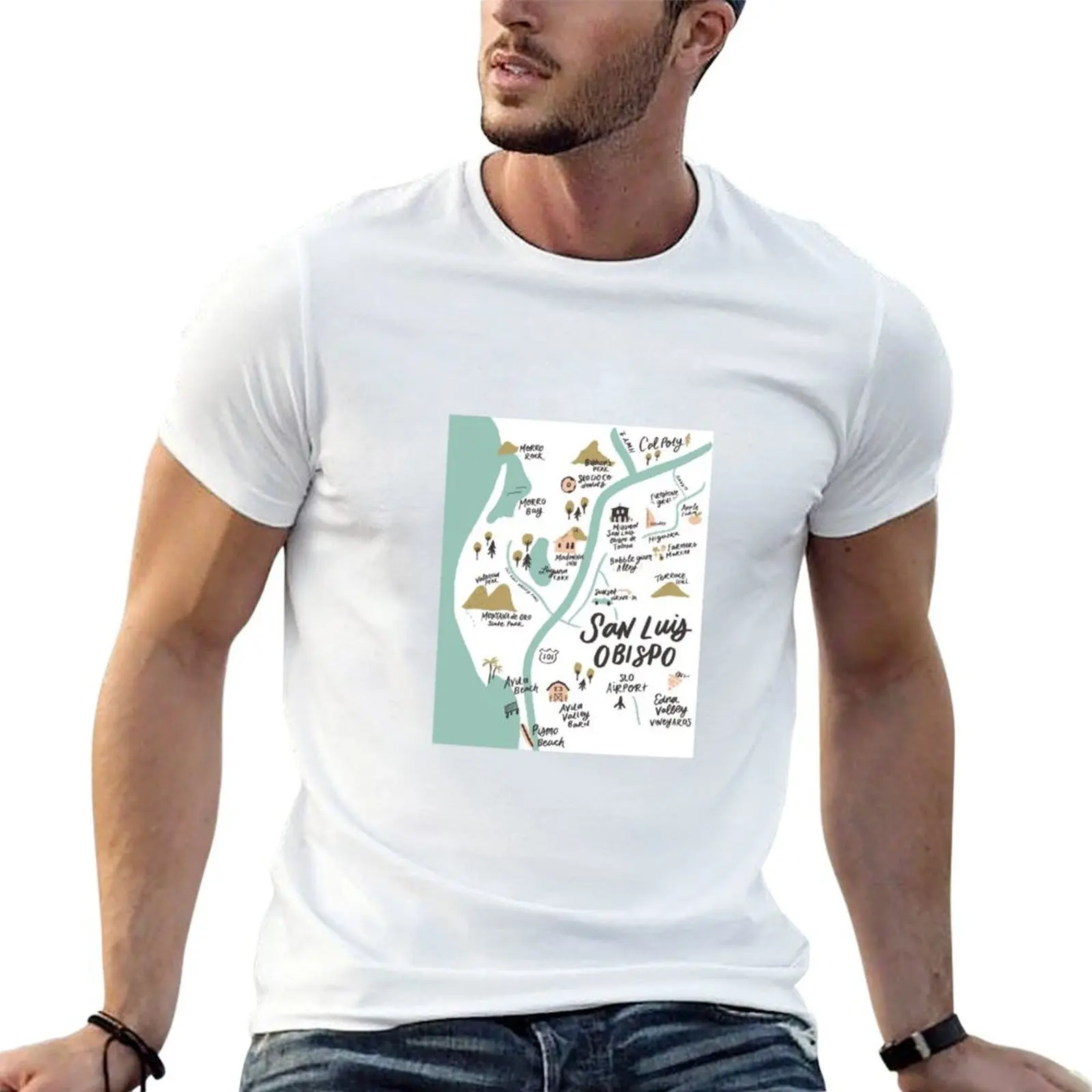 

San Luis Obispo Map T-Shirt t shirts for man pack white t shirt for man man tshirt T-shirt
