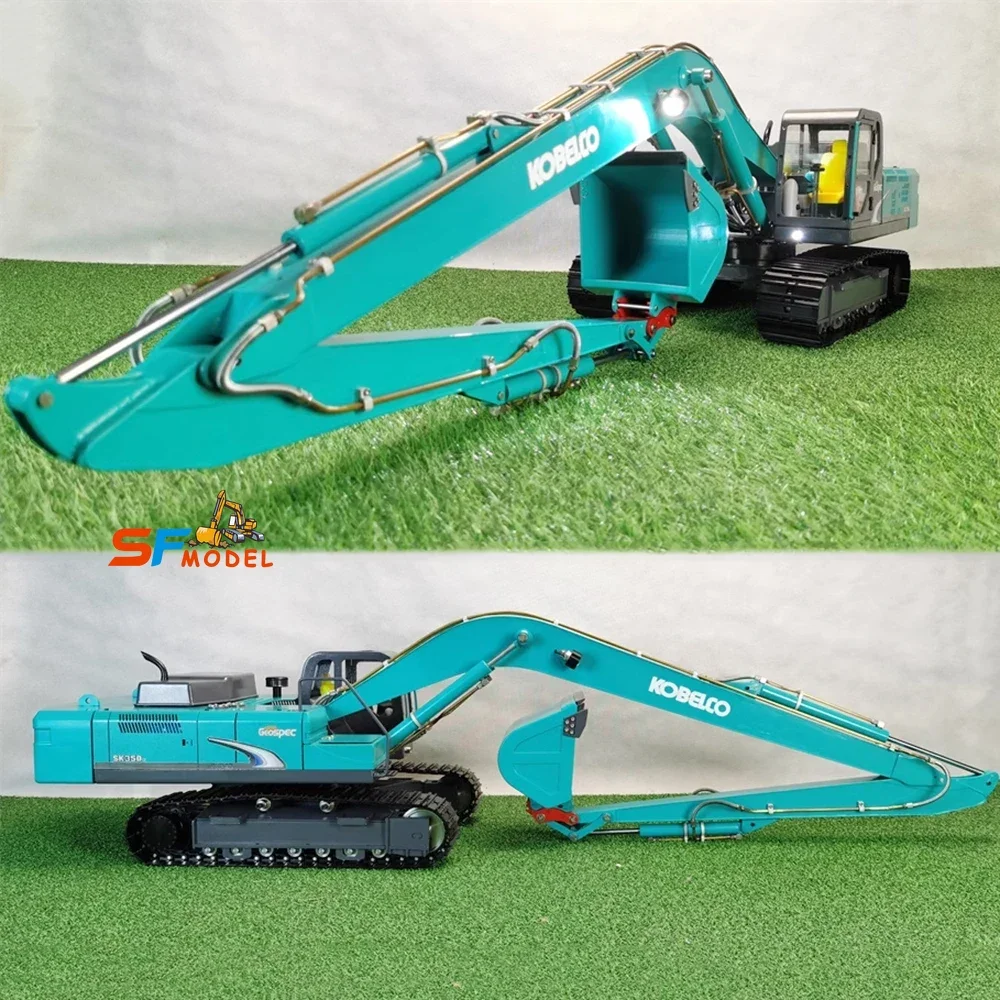 1/12 RC Hydraulic Excavator Metal Model Extended Arm Hydraulic Excavator with Light RTR Model Boy Remote Control Car Toy