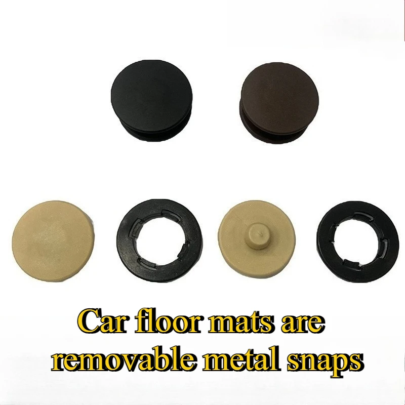 3pcs Car Wire Ring Foot Mat Fixed with Detachable Metal Snap Double Anti-Slip Design Universal Leather Surround Buckle