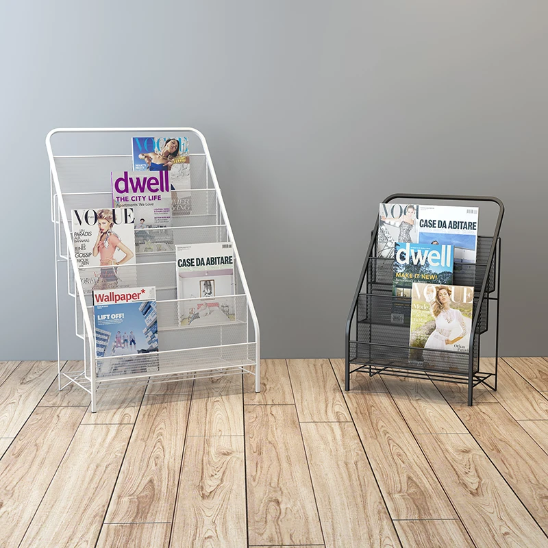 Iron Nordic Bookshelf Scratch-Resistant Magazine Rack Freestanding Newspaper Holder Large Capacity Storybook Organizer