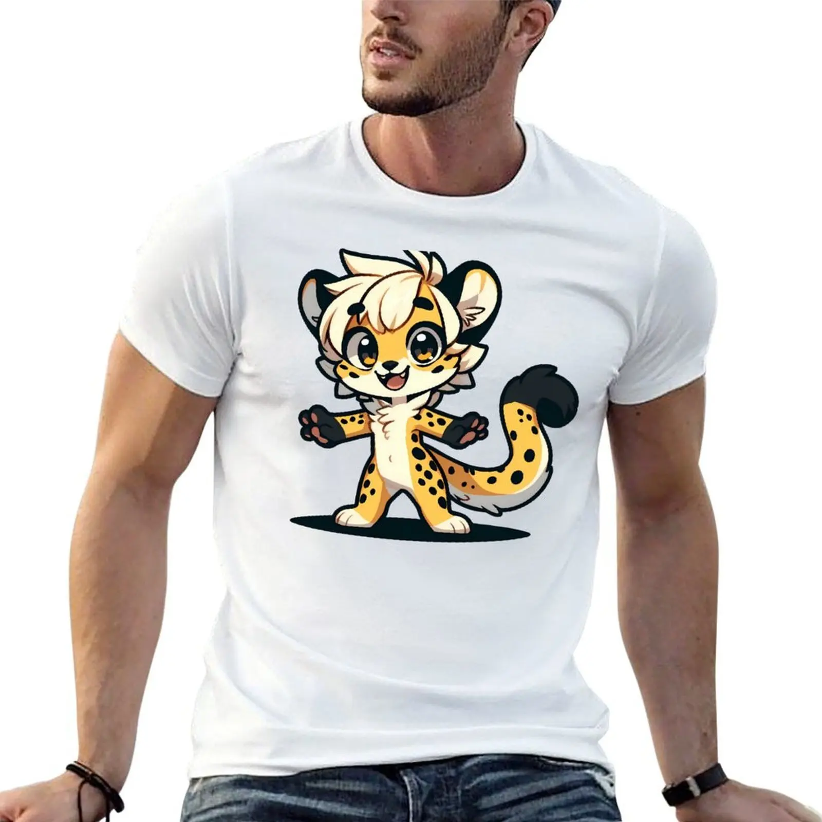 

Cute Chibi Cheetah Anthro Furry Art T-Shirt t shirts cotton 100% t shirt man designer T-Shirt