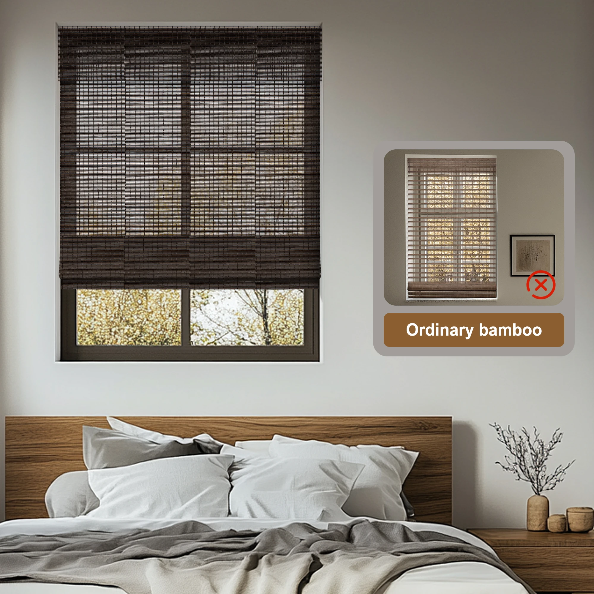 ECO Friendly Natural Bamboo Blinds Light Filtering Heat Insulation Custom Bamboo Shades for Bedroom Living Room