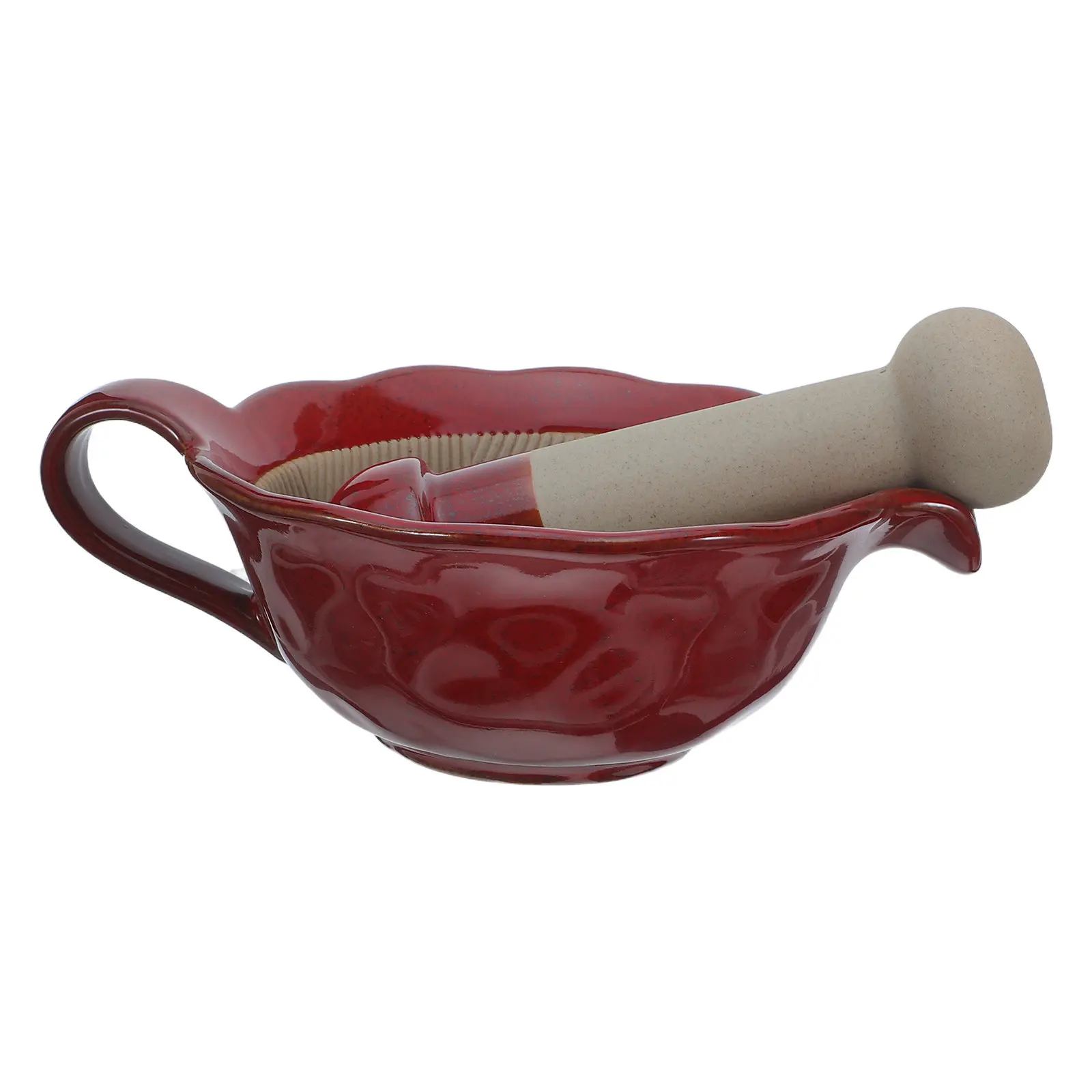 1Set Hand Mash Bowl Ceramic Grinding Bowl and Mini Pestle Manual Food Grinder for Spices Garlic Ginger Fruit Vegetable Grinding