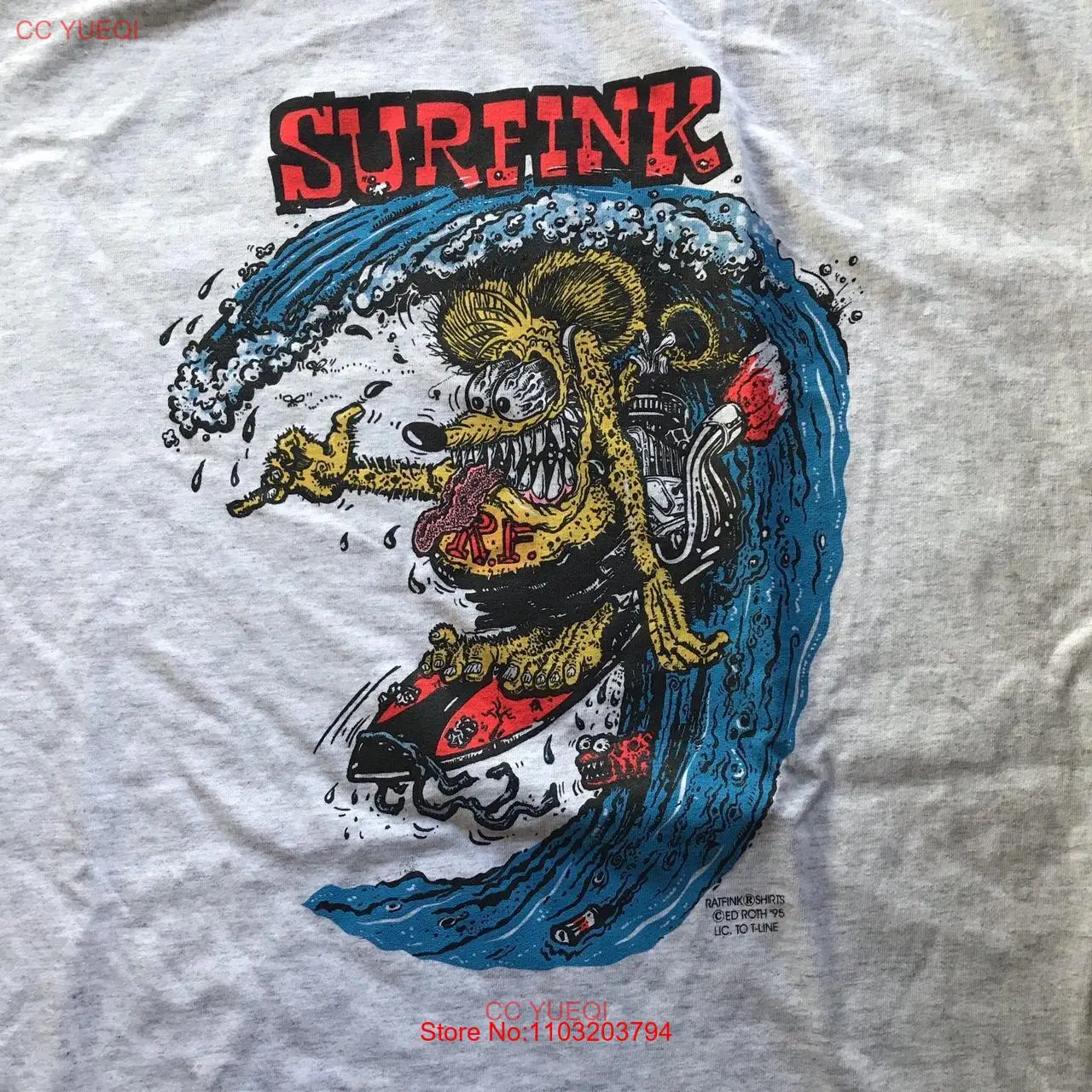 1995 футболка унисекс из хлопка с коротким рукавом Ed Roth rat fink surfink CB087