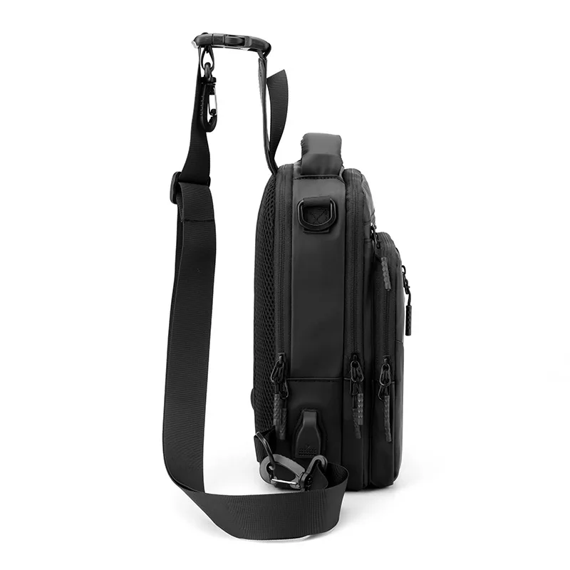 Waterproof Casual Chest Bag Men Multifunction Anti-theft USB Charging Men Crossbody Bag Travel Chest Bag Pack Male