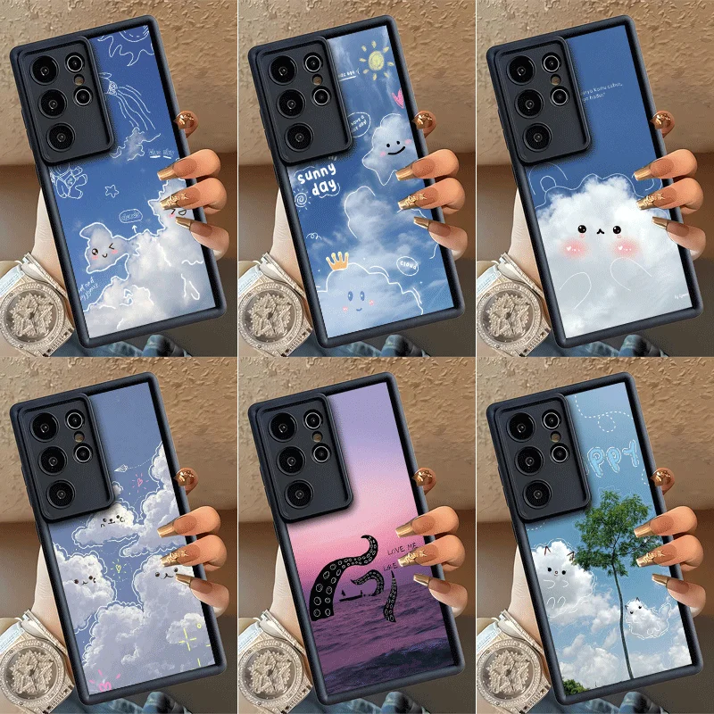Summer Vibes Doodle Art Sky Shockproof Phone Case For Samsung Galaxy S23 S24 S25 S26 Ultra S21 FE S20 Plus 5G Silicone Cover