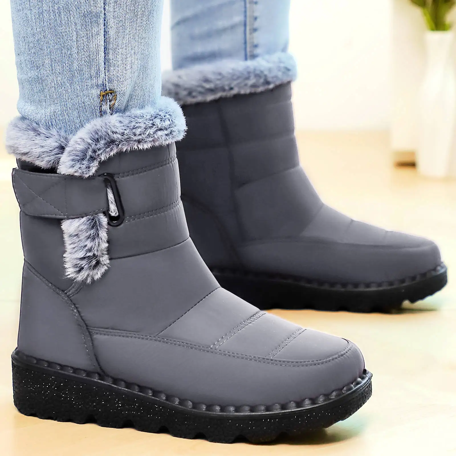 

Women's fleece and thickened cotton boots, height-increasing thick-soled cotton shoes, large-sized winter women's snow boots