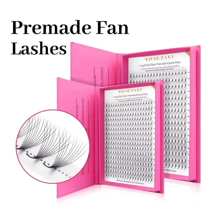 16 Rows 0.07mm Premade Volume Fans Eyelashes Extension 9D 10D 12D 14D 16D Thin Pointy Base Russian Volume Fans False Lashes