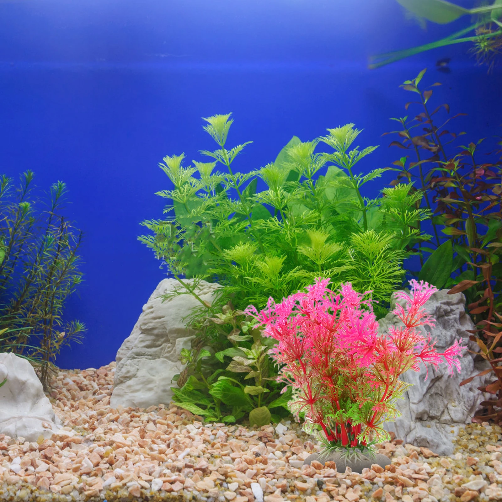 

6pcs Realistic Aquarium Fake Plants Lifelike Water Grass Decor For Fish Tank Reptile Enclosures Durable Pe Plastic Easy Clean
