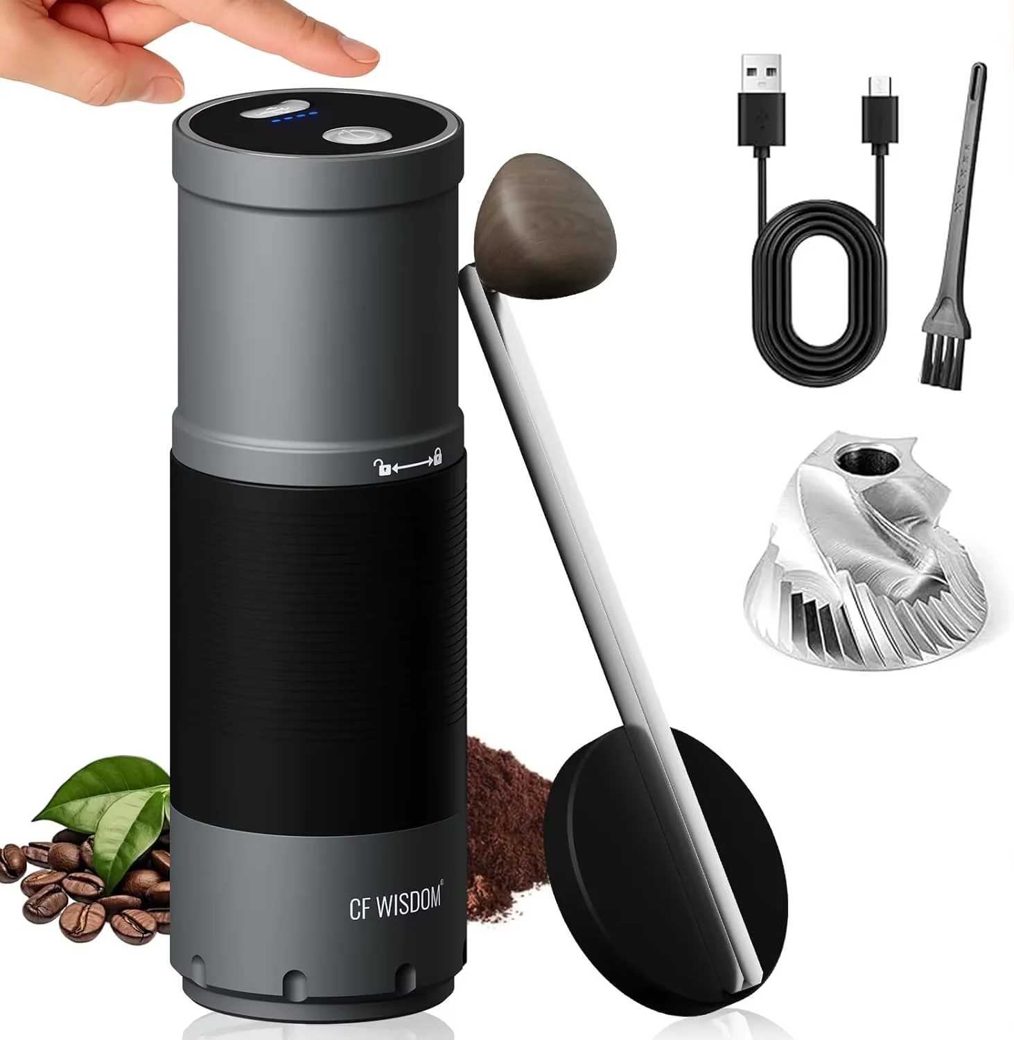 

Двухрежимная ручная электрическая шлифовальная машина с регулируемыми настройками измельчения Ручная мясорубка для эспрессо Френч-пресс Pour Ove