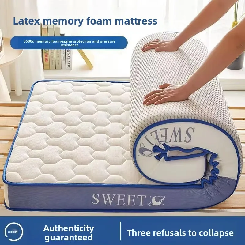 Naturlatex-Matratze mit verdicktem Memory-Schaum, faltbare Tatami-Weichauflage für Einzel- oder Doppelbetten in Haus und Studentenwohnheim