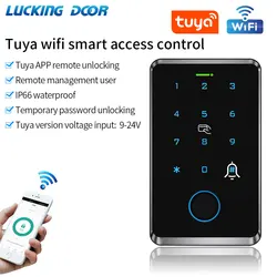 Tuya Wifi Fingerprint Access Control Keypad Outdoor Waterproof Remote Door Opener Master Card App Temporary Password Interlock