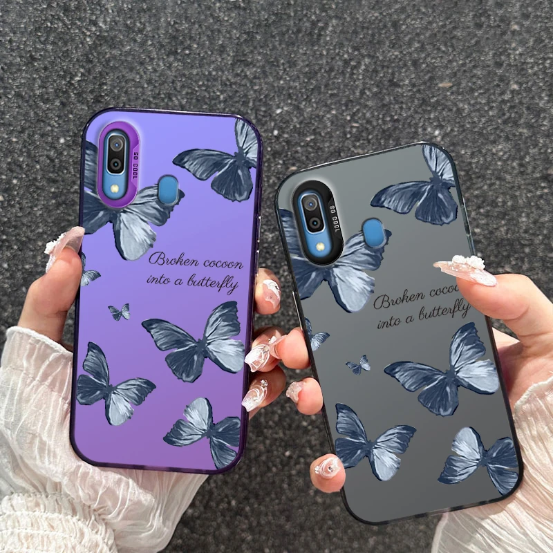 Coque For Samsung Galaxy Wide 4 A20 A30 M10S A205 A305 Cute Butterfly Painted Phone Case Shockproof Back Cover Funda