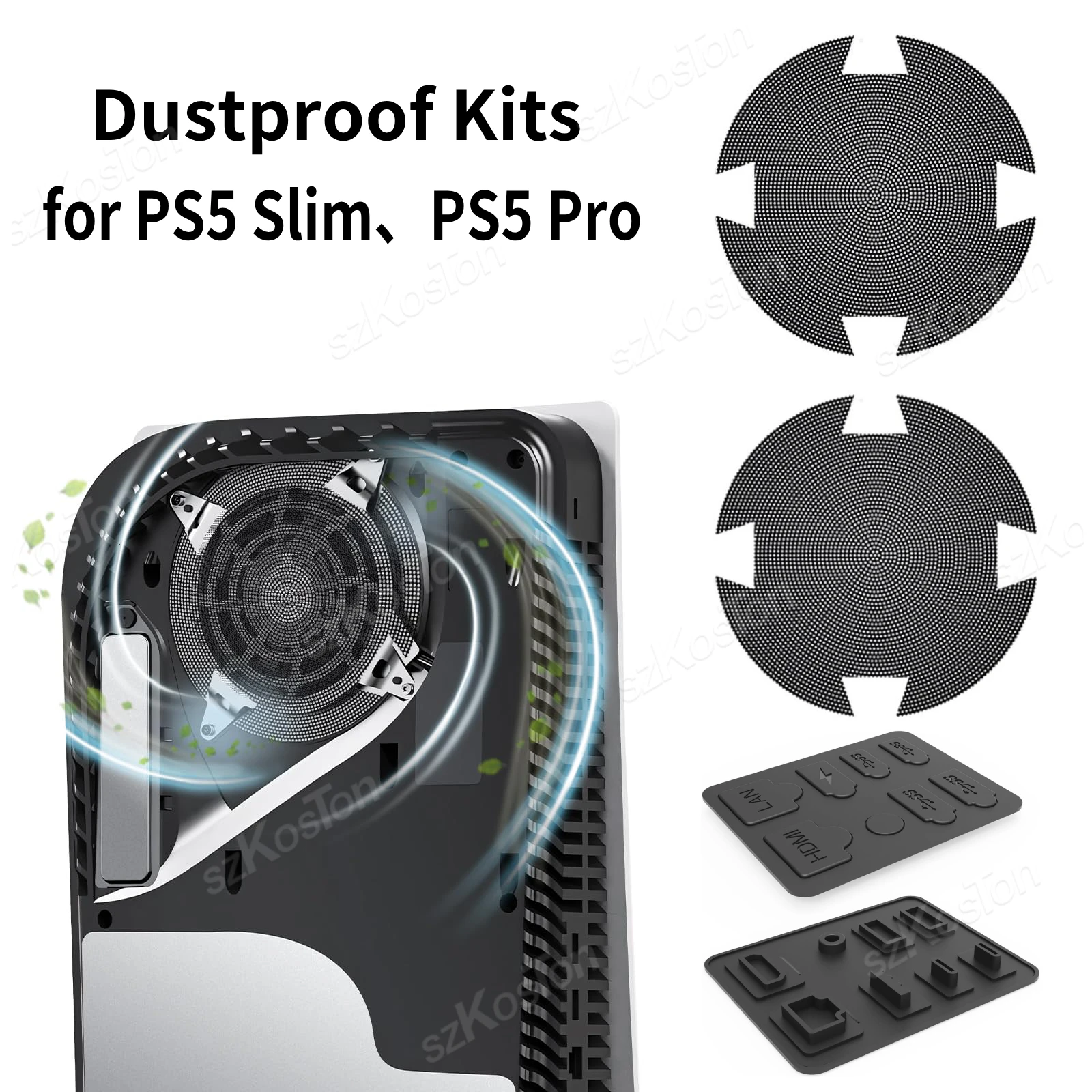 Cooling Fan Vents Dust Filter for PS5 Slim PS5 Pro Accessories Game Console Dustproof Kits Silicone Dust Plugs Set