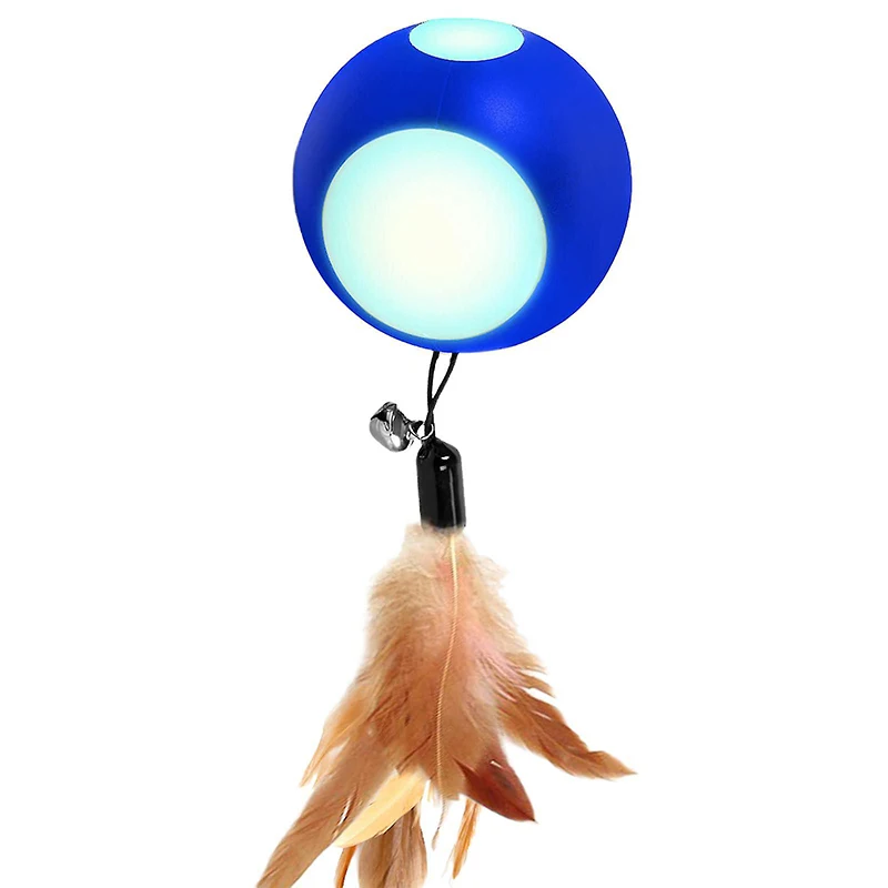 Automatic Rolling Dog Toys Ball Toy With Feather USB Rechargeable For Puppy LED Flashing Moving Ball Dog Products