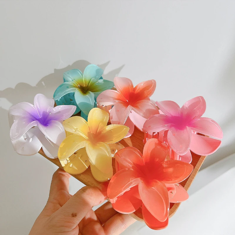 1/6PCS Fashion Women Flower Hair Clips Vacation Bohemia Egg Flower Shark Clips Barrettes Girls Large Hairpins Hair Accessories