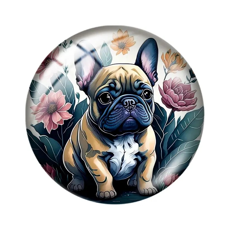 Animal Flower Dog 12/18/20/25mm glass cabochon  bracelet pendant rings for jewelry demo earrings back Making findings image 4