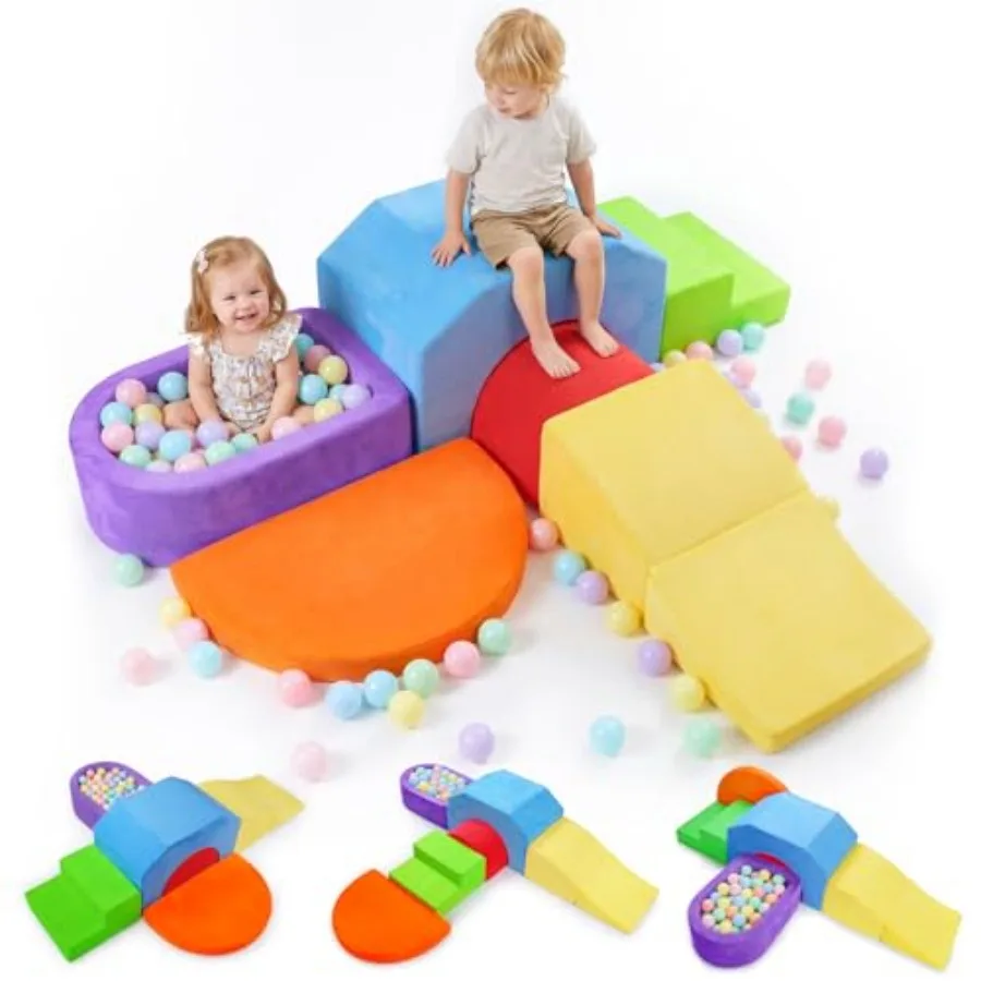 

Foam Climbing Blocks 6 PCS for Indoor Use EVA Foam in Pastel Colors Soft-Sided Non-Slip for Safe Toddler Climbing and Motor Ski