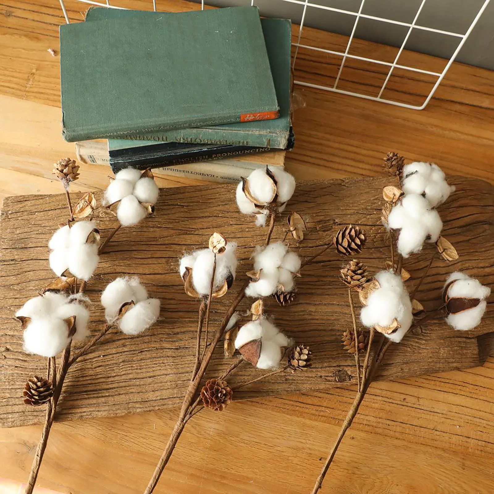 

Artificial Dried Cotton Flowers White Flower Branch For Wedding Party Decoration Fake Flower Home Flower Decor Eucalyptus Leaves