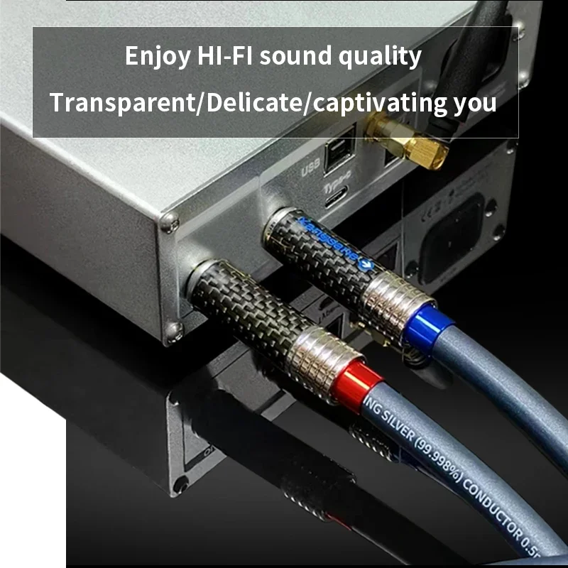 Xangsane-cable hifi rca 4N, Plata de Ley, 1mm, 2 núcleos, amplificador de potencia, tarjeta de sonido, cable de conexión decodificación, enchufe hifirca