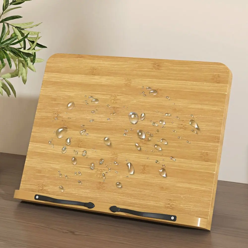 8 Adjustable Tilt Angles Wooden Book Stand Multi-Functional Folding Cookbook Bracket Non-slip Stable Book Holder Tray