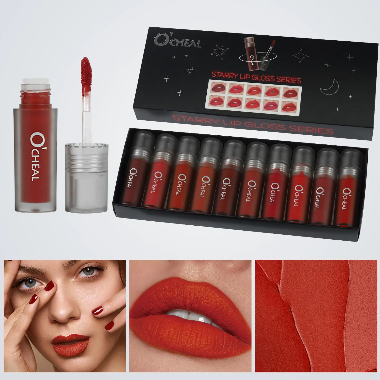 10PCS Matte Velvet Lip Gloss Set Hydrating Moisturizing Non-Sticky Liquid Lipstick Collection for Smooth Comfortable Lip Makeup