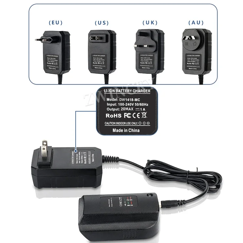 DCB112 1A Lithium Battery Charger For Dewalt 14.4V 18V DCB206 DCB205 DCB204 DCB203 DCB125 DCB127 DCB182 DCB230 Split charger