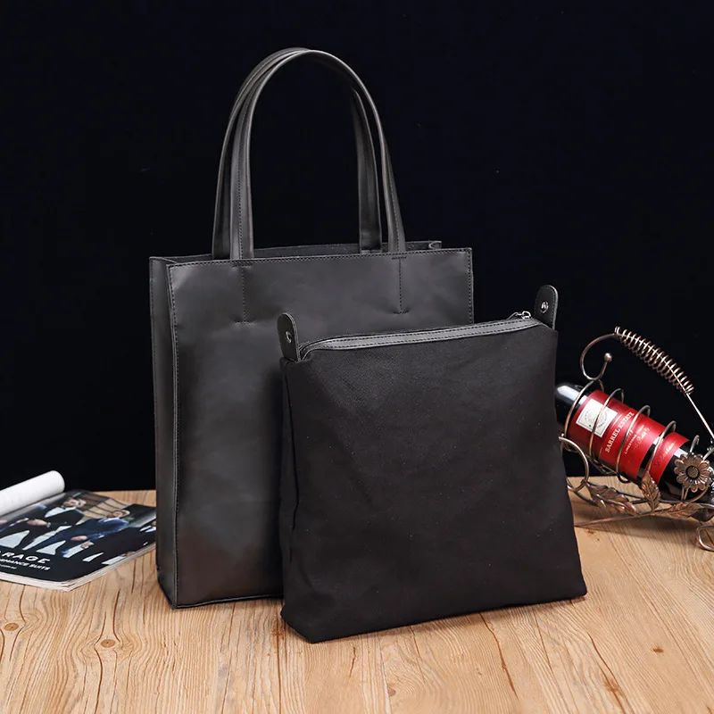 Borsa da uomo in pelle pu casual da strada con tracolla verticale di grande capacità, borsa da lavoro