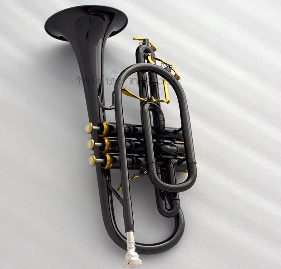 Performance  Professional Black nickel Double Trigger Cornet Bb key trumpet With Case