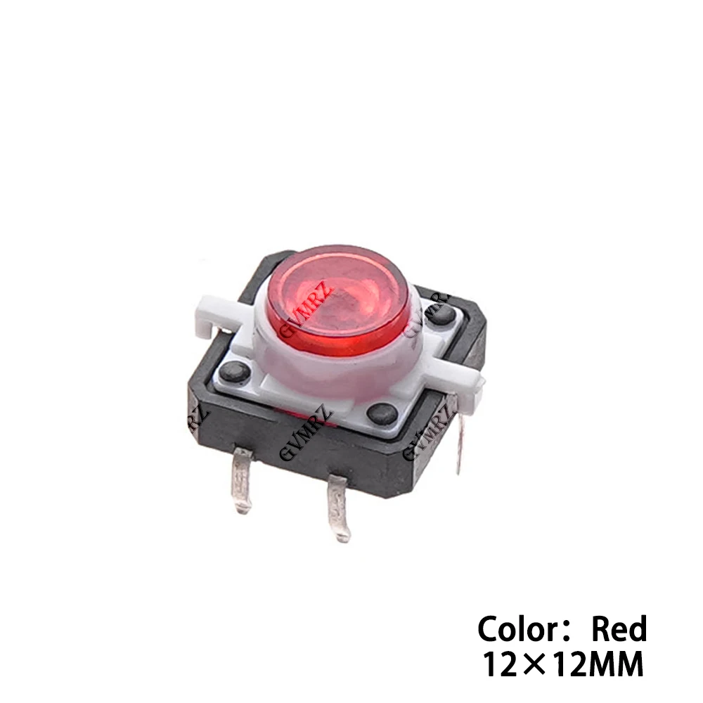 5PCS 12*12*7.3mm White Yellow Tactile Push Button Switch Momentary Tact LED 5 Color 12X12X7.3mm 12X12X7.3 Red Blue Green