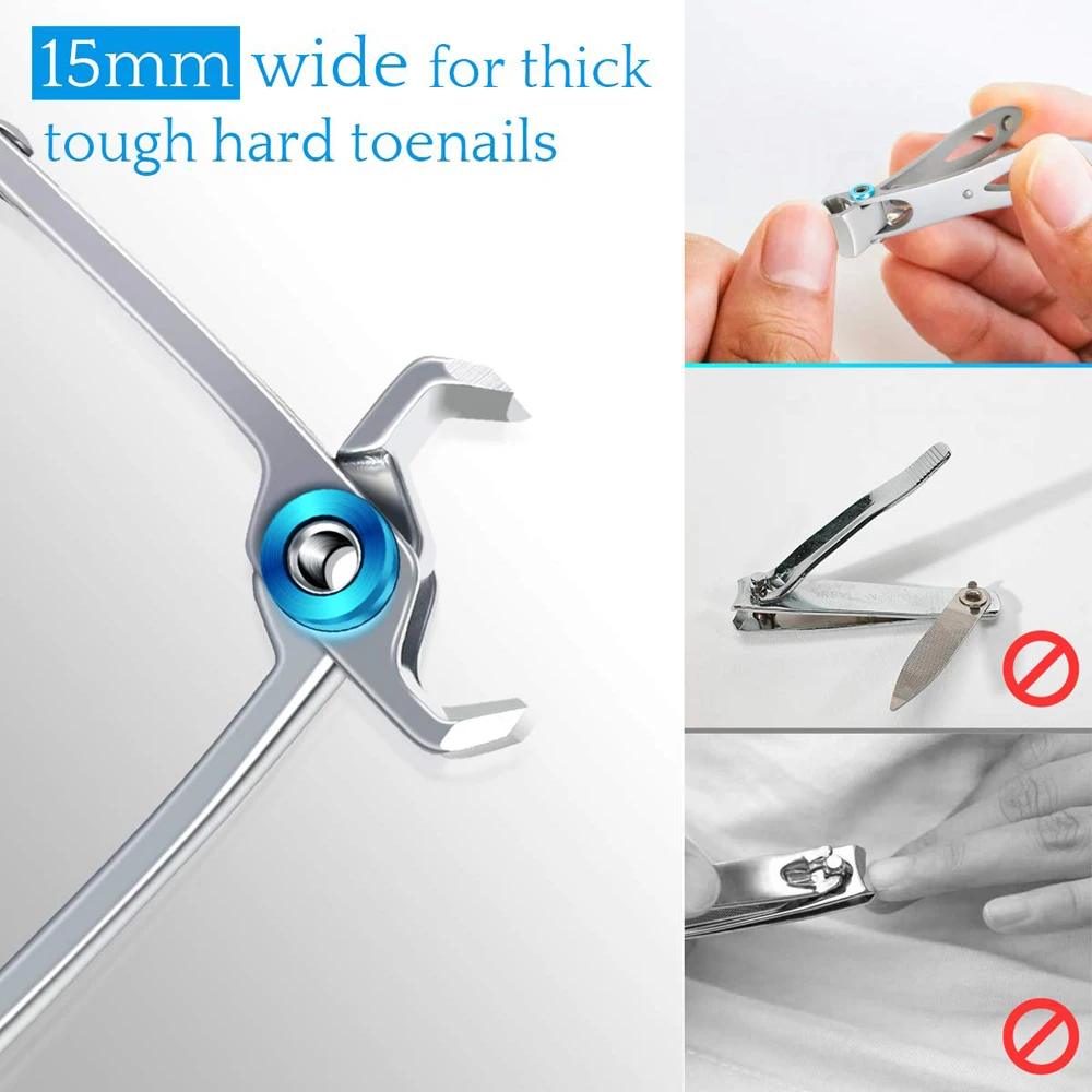 Aço inoxidável Nail Clippers, Unhas grossas, Abertura de mandíbula larga, Tesoura extragrande, Cortador de unha, Ferramentas unha encravada dura