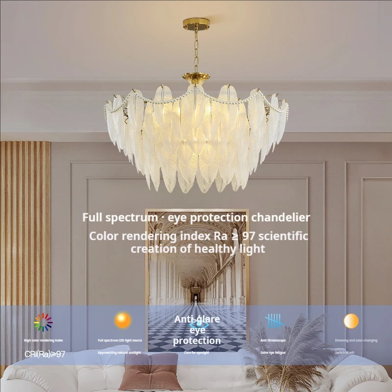 French Light Luxury Living Room Chandelier Modern Simple 2024 New Cream Style Crystal Master Bedroom Lamp Retro Lamps