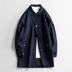 2023 primavera uomo giacca di jeans uomo sciolto di media lunghezza Denim cappotto Casual maschile colletto rovesciato Trenchcoat capispalla moda coreana