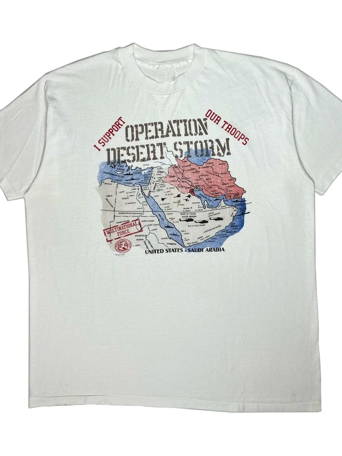 Vintage 1990 Operation Desert Storm T-Shirt 100% Cotton O-Neck Short Sleeve Summer Casual Mens T-shirt Streetwear