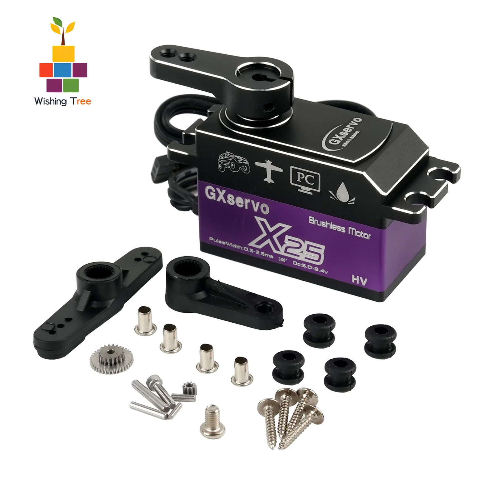 25KG High Speed Digital Brushless Servo Waterproof Metal Gear for 1:10 RC Cars Robots Boats Aluminum Housing
