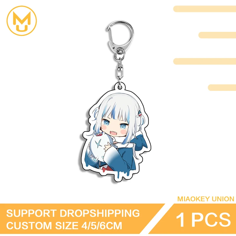 Lovely Vtuber Gawr Gura Shark Girl Keyring HD Pattern Hot Selling Exquisite Packbage Decorations Multi Function Durable Keyring