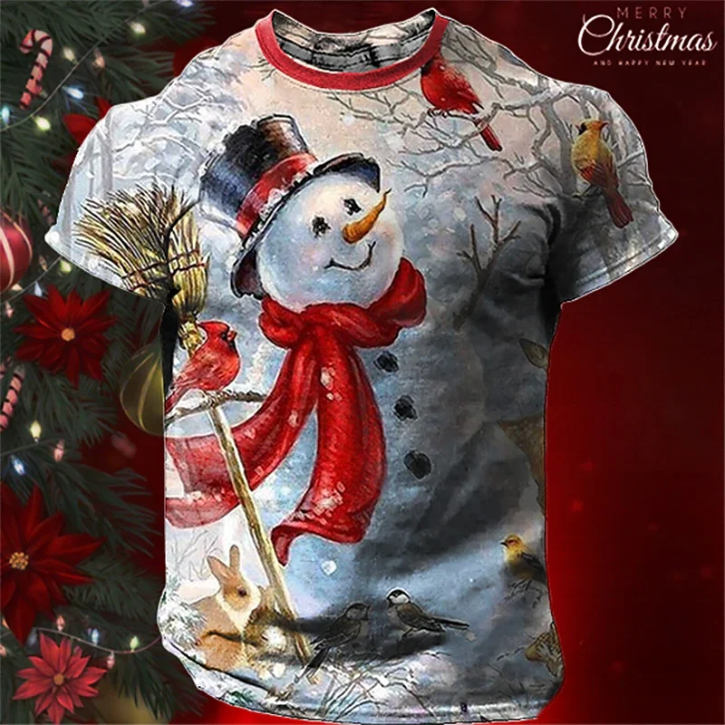 Christmas Men's 3D Print T Shirt Sports Casual Outdoor Streetwear Short Sleeve Crew Neck Top Tees Pullover Oversized Clothing